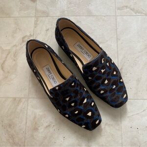 Jimmy Choo Made in Italy Jaida Leopard Print Calf Hair Slip-on Loafers size 6